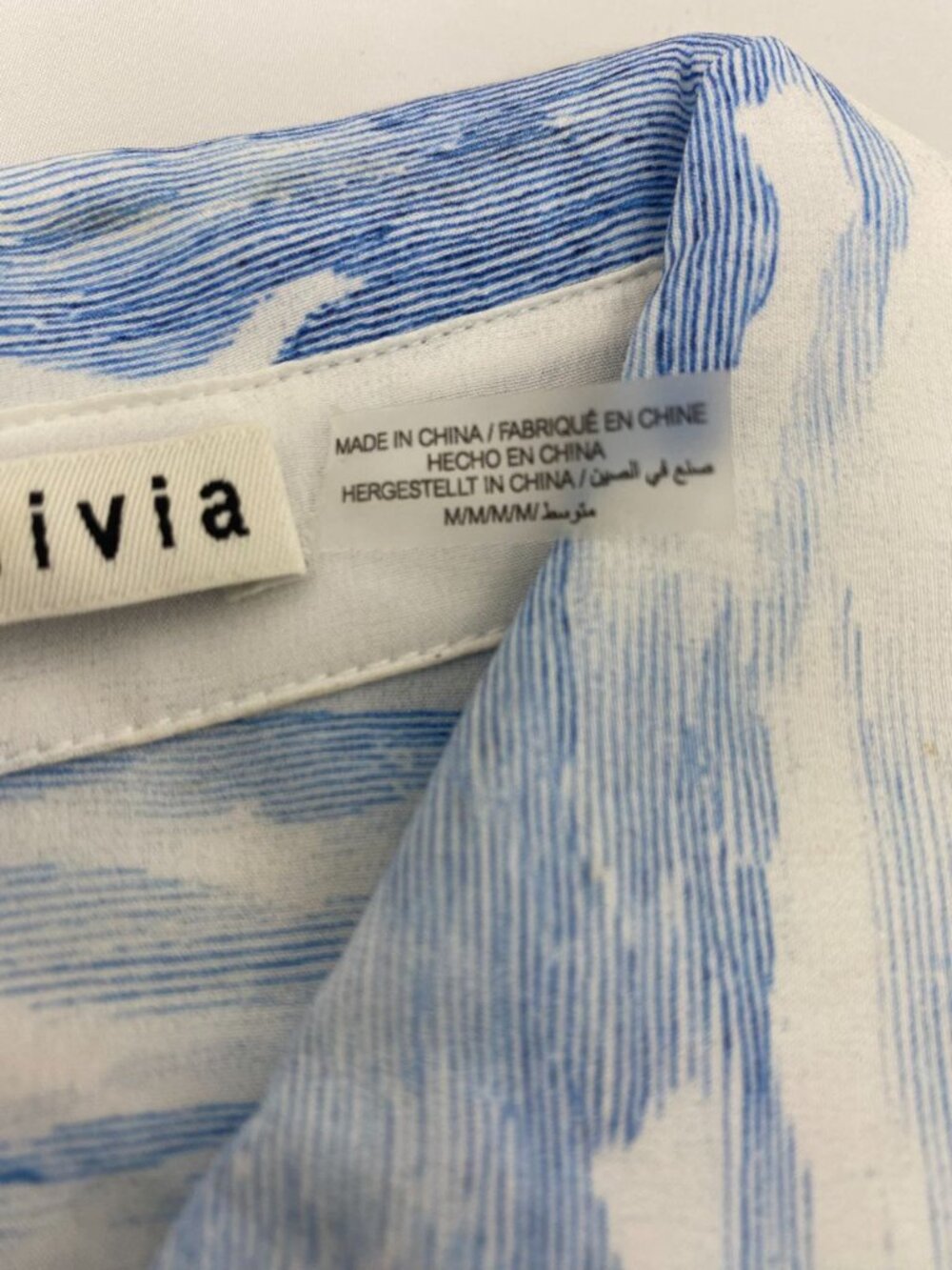 Alice + Olivia Willa Chateau Blue Silk Blouse Medium - Picture 9 of 11
